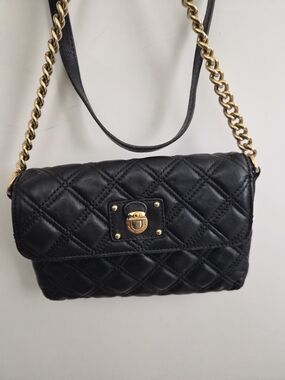 Marc Jacobs Black Quilted Leather Crossbody with Gold Chain